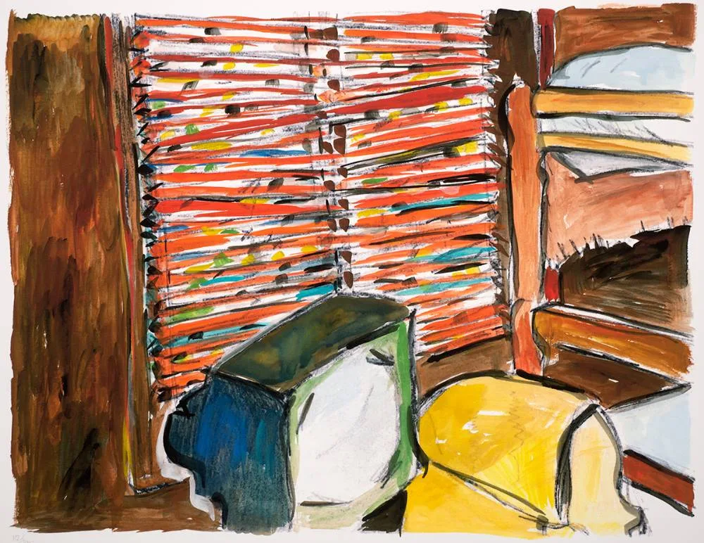 LAKESIDE CABIN [THE DRAWN BLANK SERIES] by Bob Dylan, 2008, giclée print on Hahnemüle Museum etching paper; (no. 112 from 295); (unframed), sold Oct 2022