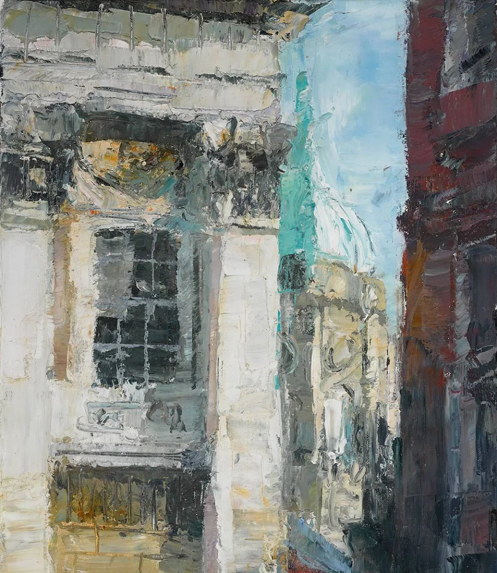 CITY HALL, DUBLIN by Aidan Bradley, oil on board, sold Oct 2022