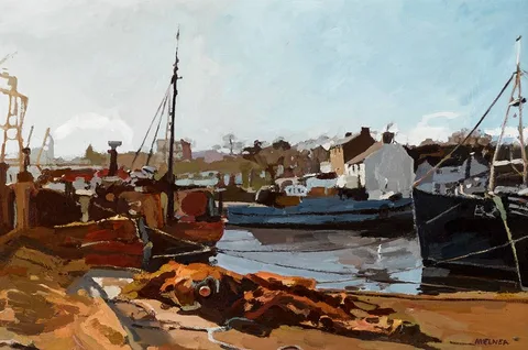 Trevor McElnea, ARDGLASS HARBOUR, COUNTY DOWN, 1993, oil on canvas