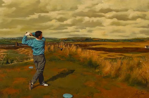 Ted Jones, GOLFER, oil on canvas