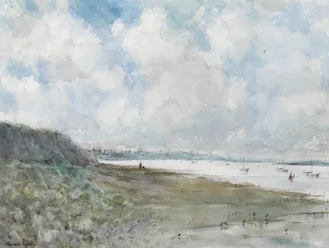 MALAHIDE ESTUARY, COUNTY DUBLIN by Thomas Ryan, watercolour, offered Oct 2022