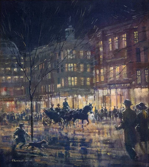 David Trundley, CITY NIGHTSCAPE, 2011, oil on canvas laid on board