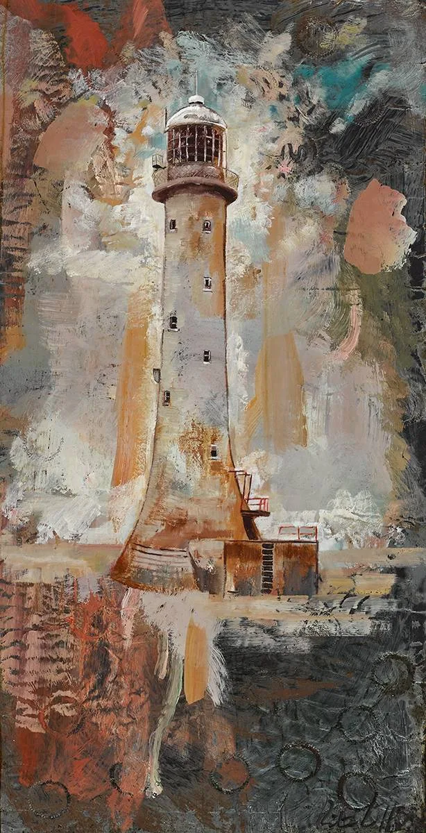 Rita Duffy, LIGHTHOUSE, mixed-media on panel
