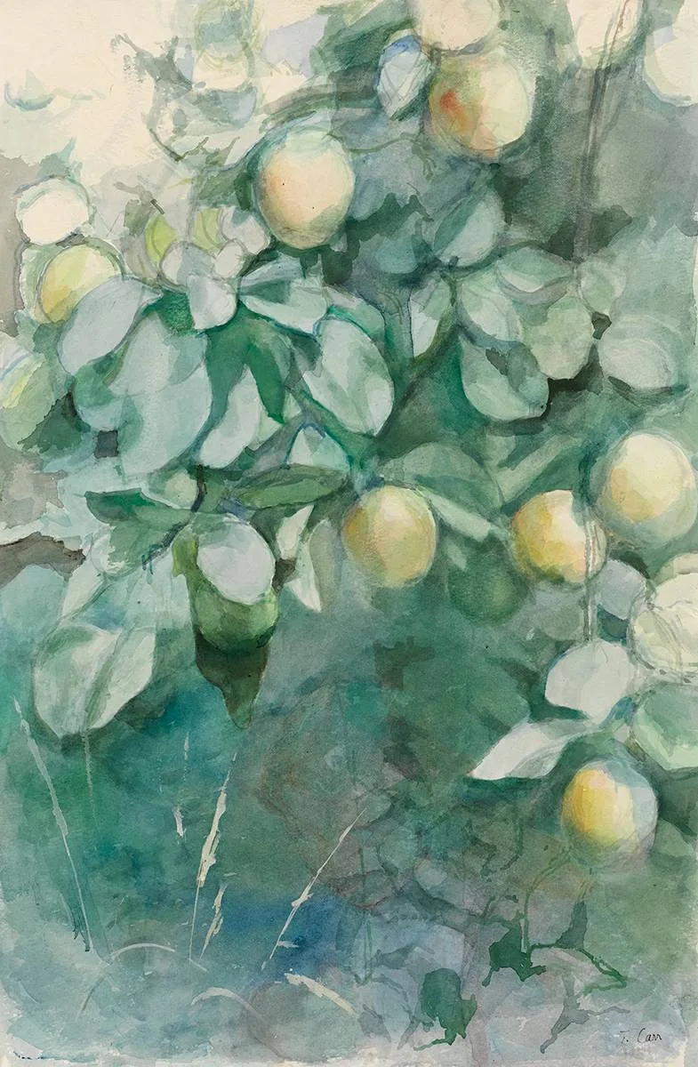 APPLE TREE by Tom Carr, watercolour, offered Oct 2022