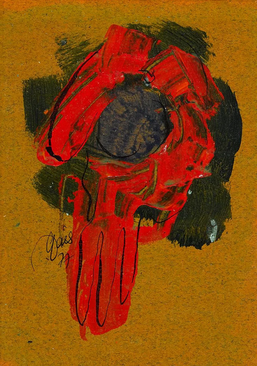 MELTING POINT by Gerald Davis, 1977, oil on card, offered Oct 2022