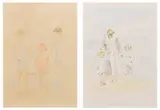 Melanie Le Brocquy, MOTHER AND TWO CHILDREN ON A BEACH and THREE CHILDREN ON A BEACH (A PAIR)