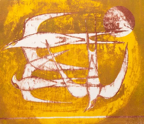 Anne Yeats, BIRDS IN AUTUMN, lithograph; (no. 23 from an edition of 75)