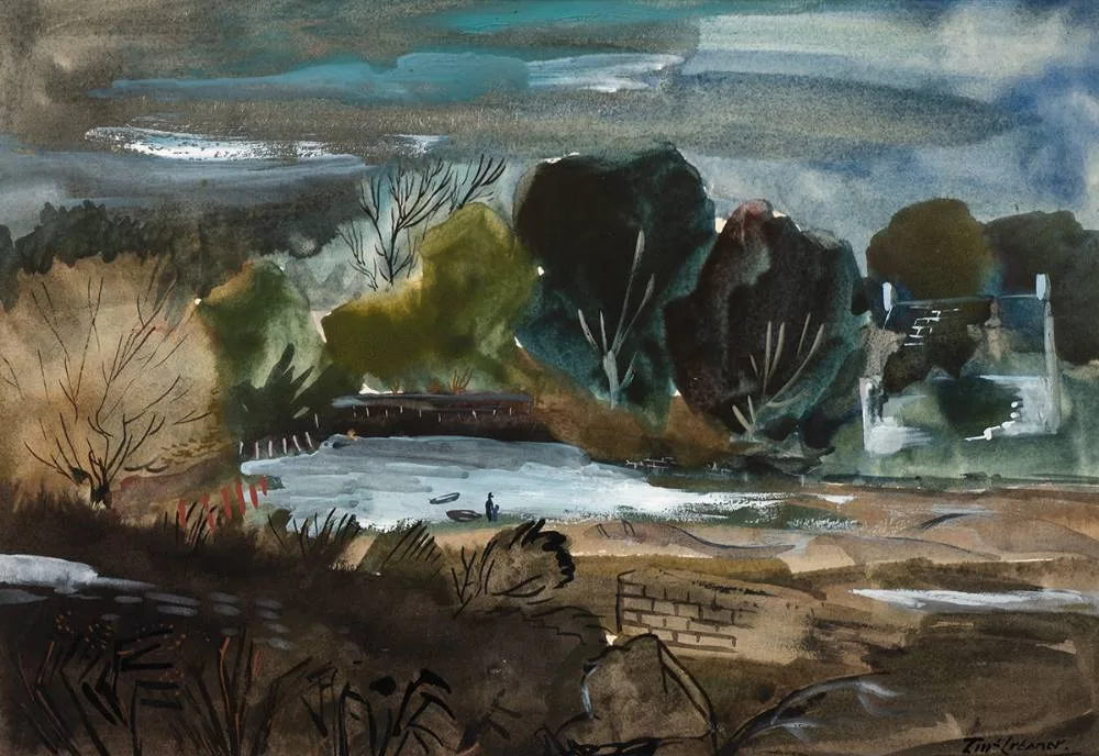 Tom McCreanor, EVENING LANDSCAPE, gouache