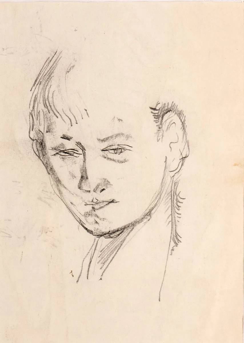 FACE STUDY by Daniel O'Neill, pencil, offered Oct 2022