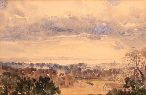 Adrian Bury, STORM OVER DUBLIN BAY, watercolour