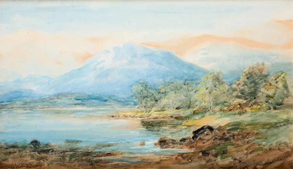 MIDDLE LAKE, KILLARNEY, COUNTY KERRY by Alexander Williams, watercolour and pencil, offered Oct 2022
