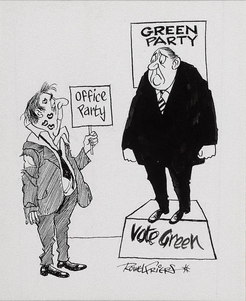 Rowel Boyd Friers, GREEN PARTY/ OFFICE PARTY, ink and pencil