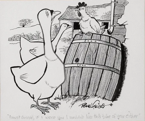 Rowel Boyd Friers, I MUST CONCEDE, IF I WERE YOU I WOULDN'T LIKE THIS TIME OF YEAR EITHER, ink and pencil