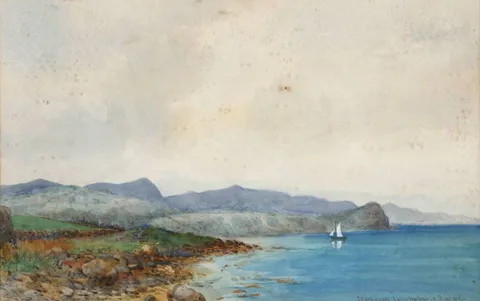 ISLANDMAGEE, LARNE HARBOUR by Ernest Hanford, watercolour, offered Oct 2022