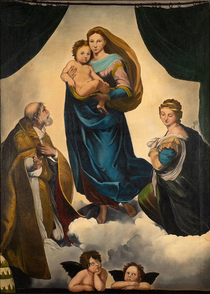 THE SISTINE MADONNA, AFTER RAPHAEL by J. M. Kavanagh, oil on canvas, offered Oct 2022