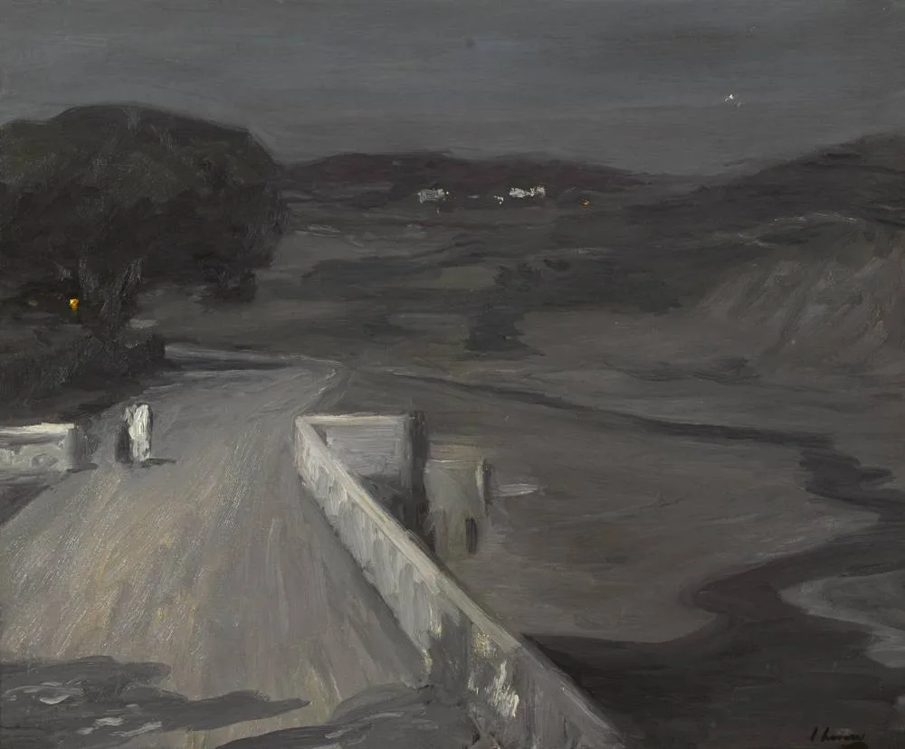 MOONLIGHT - THE BRIDGE by John Lavery, 1912, oil on canvas, sold Sep 2022