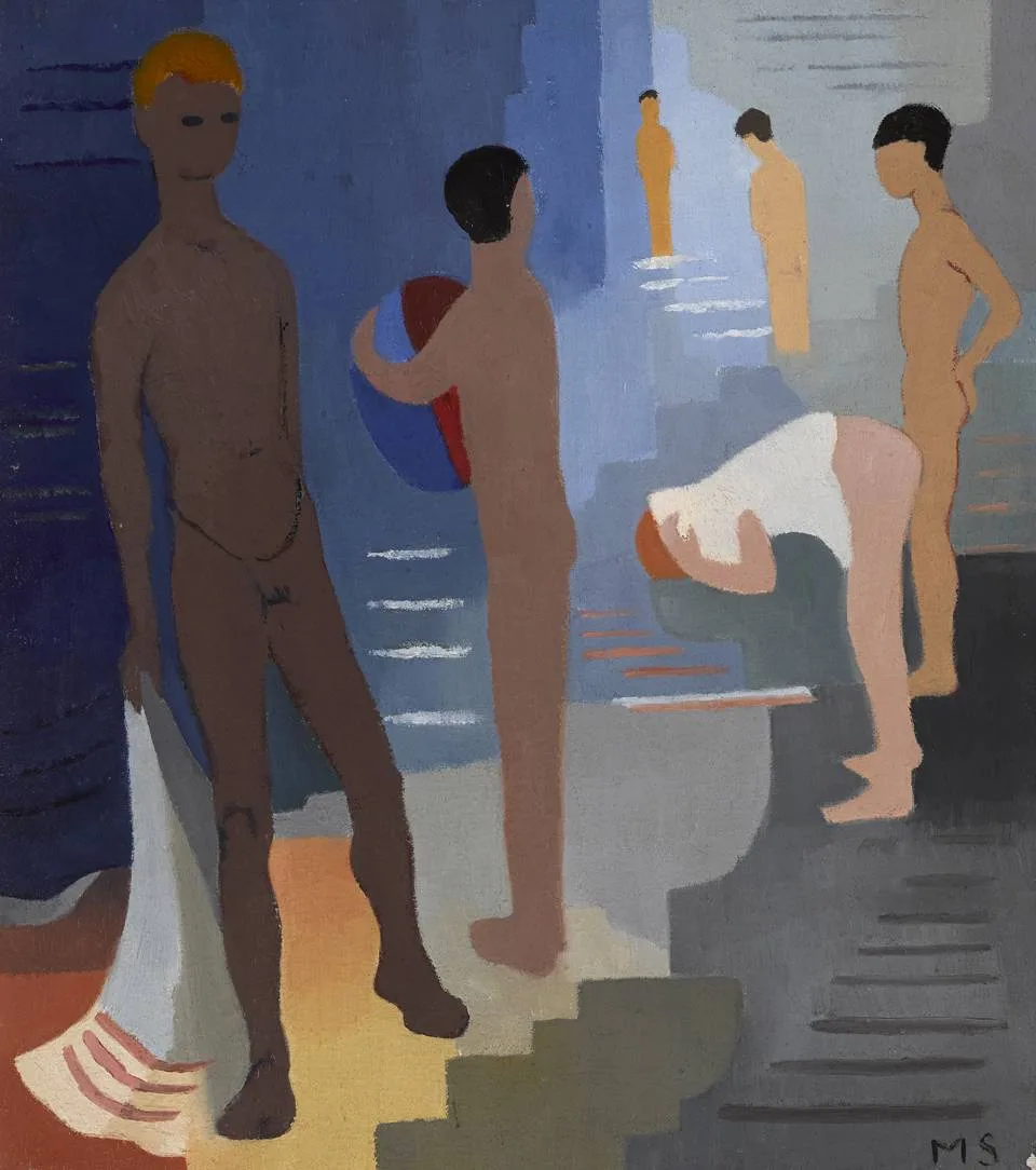 THE BATHERS by Margaret Stokes, oil on canvas, sold Sep 2022