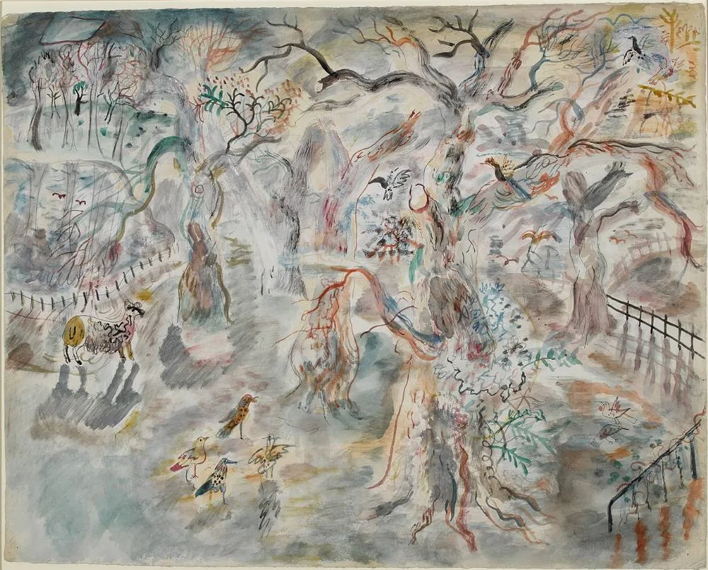 David Jones, SHEEP AND BIRDS IN THE PARK, 1932, watercolour