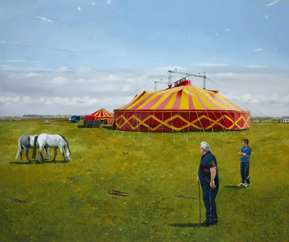 THEIR PONIES by Martin Gale, 2014, oil on canvas; (unframed), sold Sep 2022