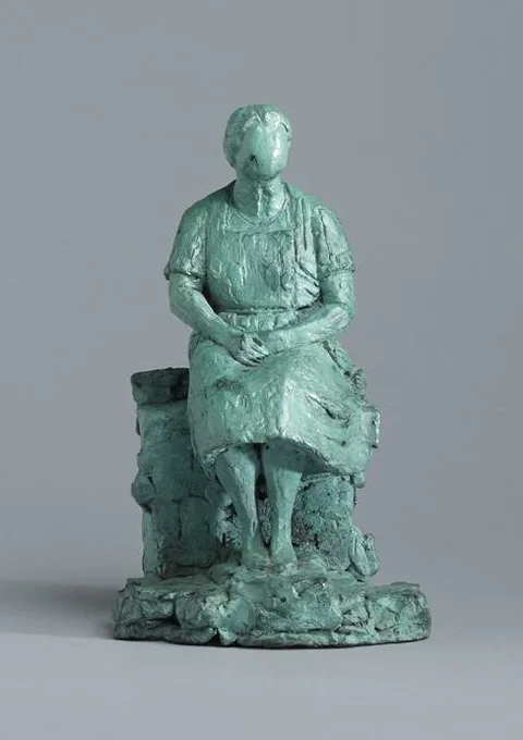 WOMAN ON A STONE WALL by Melanie Le Brocquy, 2005, bronze, sold Sep 2022