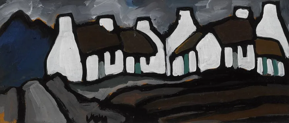 COTTAGES by Markey Robinson, oil on board, sold Sep 2022