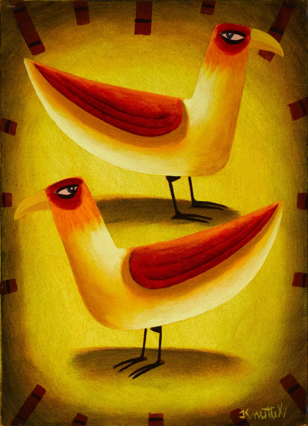 TWO BIRDS by Graham Knuttel, oil on canvas, sold Sep 2022