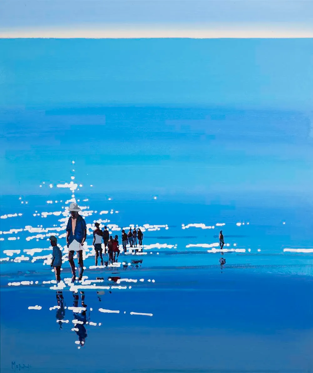 LIGHT AND REFLECTIONS by John Morris, oil on board, sold Jul 2022