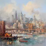 Colin Gibson, GOOD MORNING, AMERICA [NEW YORK SKYLINE AND BROOKLYN BRIDGE]