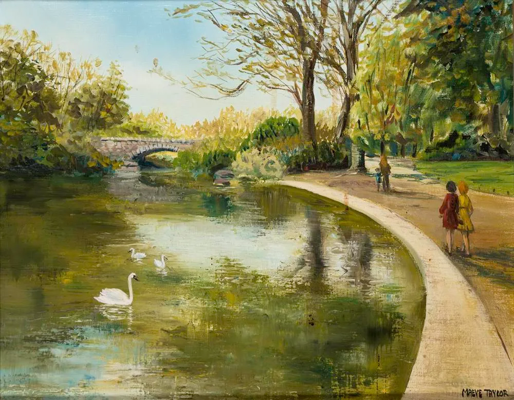 ST. STEPHEN'S GREEN, DUBLIN by Maeve Taylor, oil on canvas, sold Jul 2022