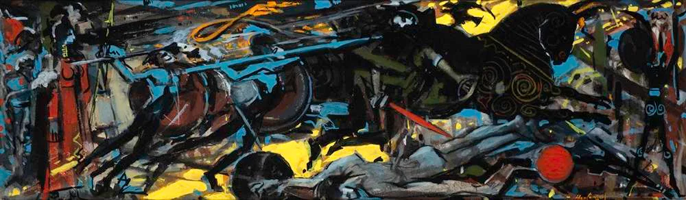Maurice MacGonigal, CELTIC BATTLE SCENE, gouache