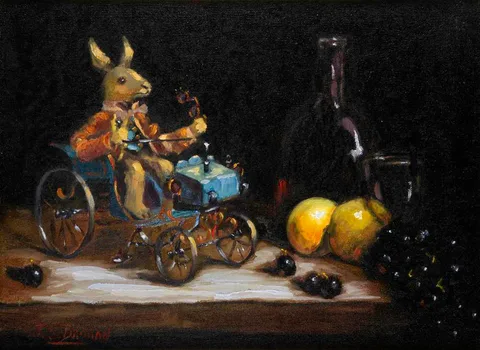 James S. Brohan, ANTIQUE TOY AND STILL LIFE, oil on canvas