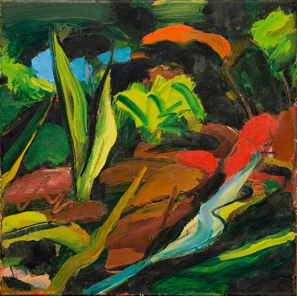 RED GROUND by Robert Armstrong, 1993, oil on canvas, sold Jul 2022