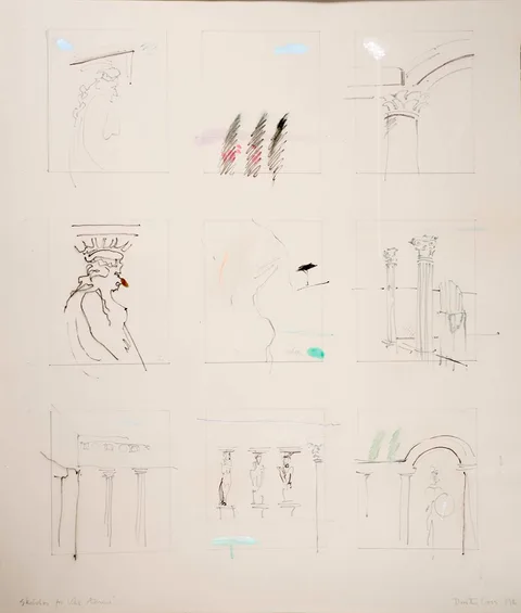 SKETCHES FROM VILLA ADRIANA, ROME by Dorothy Cross, 1980, pencil, charcoal and watercolour; (unframed), offered Jul 2022