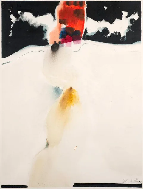 FIGURE IN A LANDSCAPE by John Kelly, 1973, watercolour, sold Jul 2022