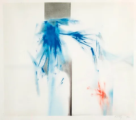 John Kelly, BLUE IMAGE WITH RED, 1970, watercolour