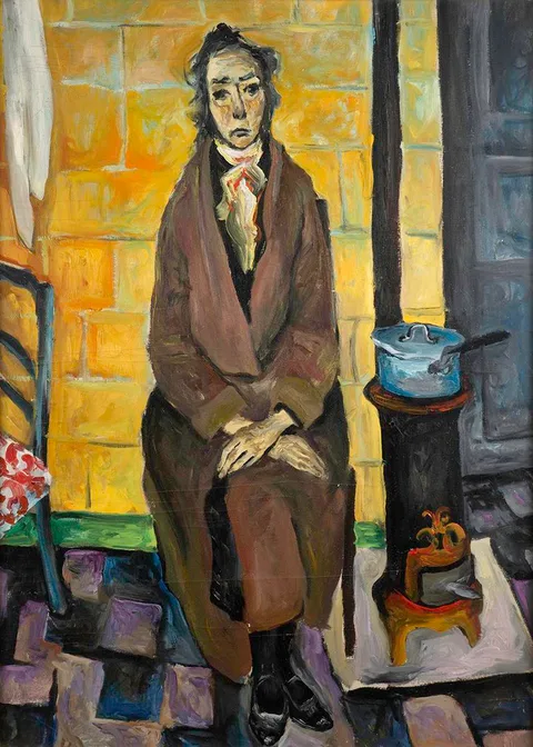 Dany Lartigue, WOMAN BY STOVE, PARIS, 1948, oil on canvas