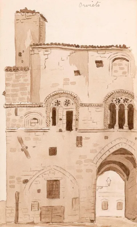 Lady Isabella Augusta Gregory, ORVIETO, ITALY, pencil and wash; (unframed)