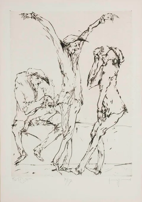 THREE FIGURES by Gertrude Degenhardt, drypoint etching; (no. 10 from an edition of 17), sold Jul 2022