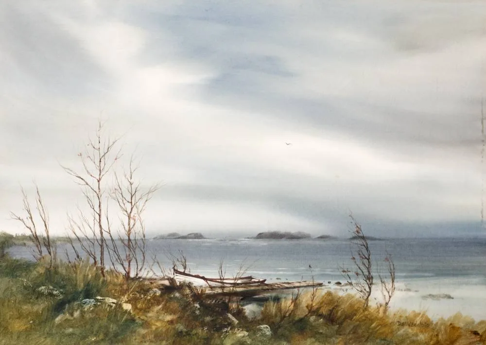 JETTY by Phyllis del Vecchio, watercolour, sold Jul 2022