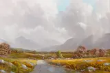 Gerry Marjoram, HERDING SHEEP IN RURAL LANDSCAPE
