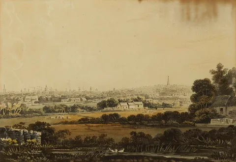 John Henry Campbell, VIEW OVER DUBLIN CITY, watercolour