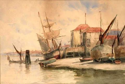 Alexander Williams, SAILING SHIPS AT REST, 1887, watercolour
