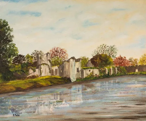 Frank Feld, CASTLE ON A LAKE, oil on canvas