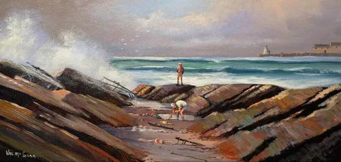 Val McGann, COCKLE PICKING, oil on canvas