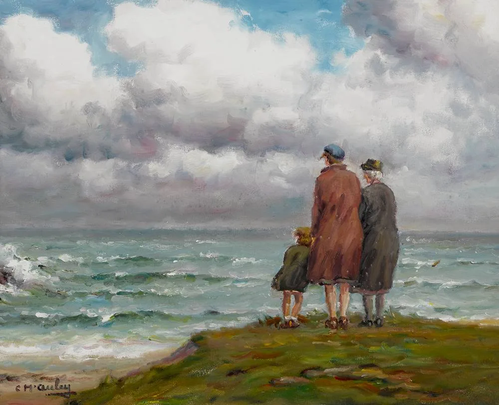 LOOKING FOR THE SHIP by Charles McAuley, oil on canvas, sold Jun 2022