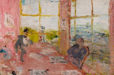 Jack Butler Yeats, THE READING ROOM, 1935, oil on panel