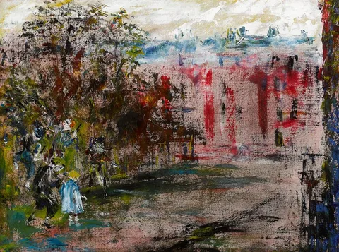 Jack Butler Yeats, THE LITTLE SISTER OF THE GANG [FITZWILLIAM SQUARE], 1944, oil on canvas