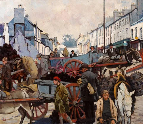 Lilian Lucy Davidson, FAIR DAY, WESTPORT, COUNTY MAYO, c.1943, oil on canvas
