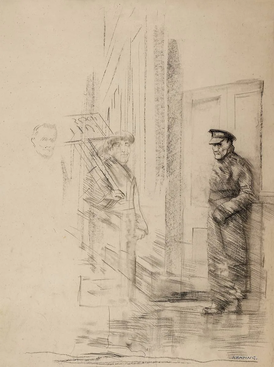 SKETCHES [PICKETERS] by Seán Keating, charcoal, sold Jun 2022