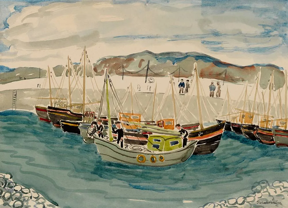 THE HARBOUR by Gerard Dillon, watercolour, sold Jun 2022
